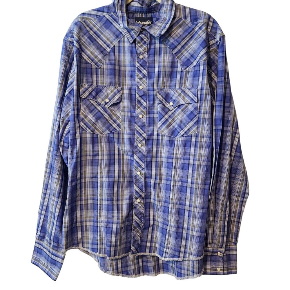 Wrangler Mens Button Down Shirt Pearl Snap Purple Rodeo Sz Large Western